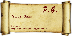 Pritz Géza névjegykártya